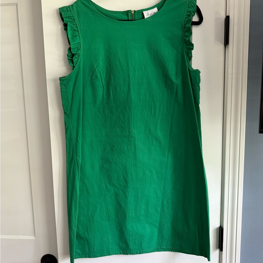 Green Sleeveless Dress with Ruffle Details